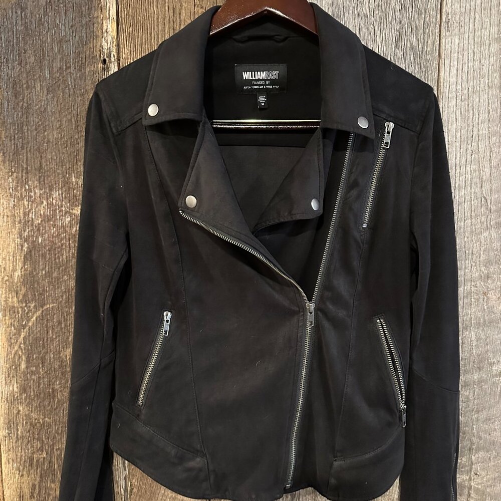 Rare William Rast Black Jacket Moto Motorcycle Jacket Size Medium